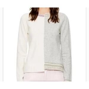 New Zadig & Voltaire two-tone wool-cashmere blend crewneck sweater sz S